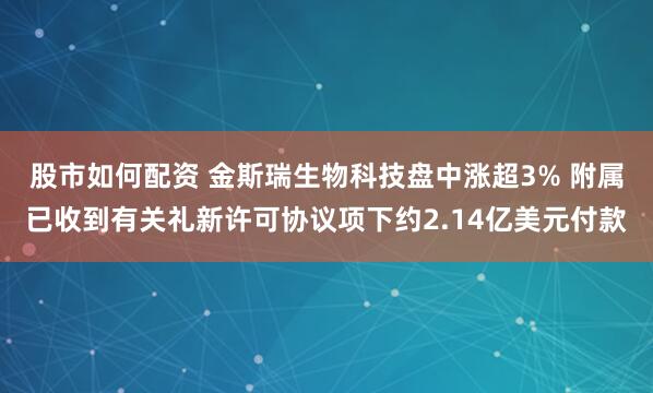 股市如何配资 金斯瑞生物科技盘中涨超3% 附属已收到有关礼新许可协议项下约2.14亿美元付款